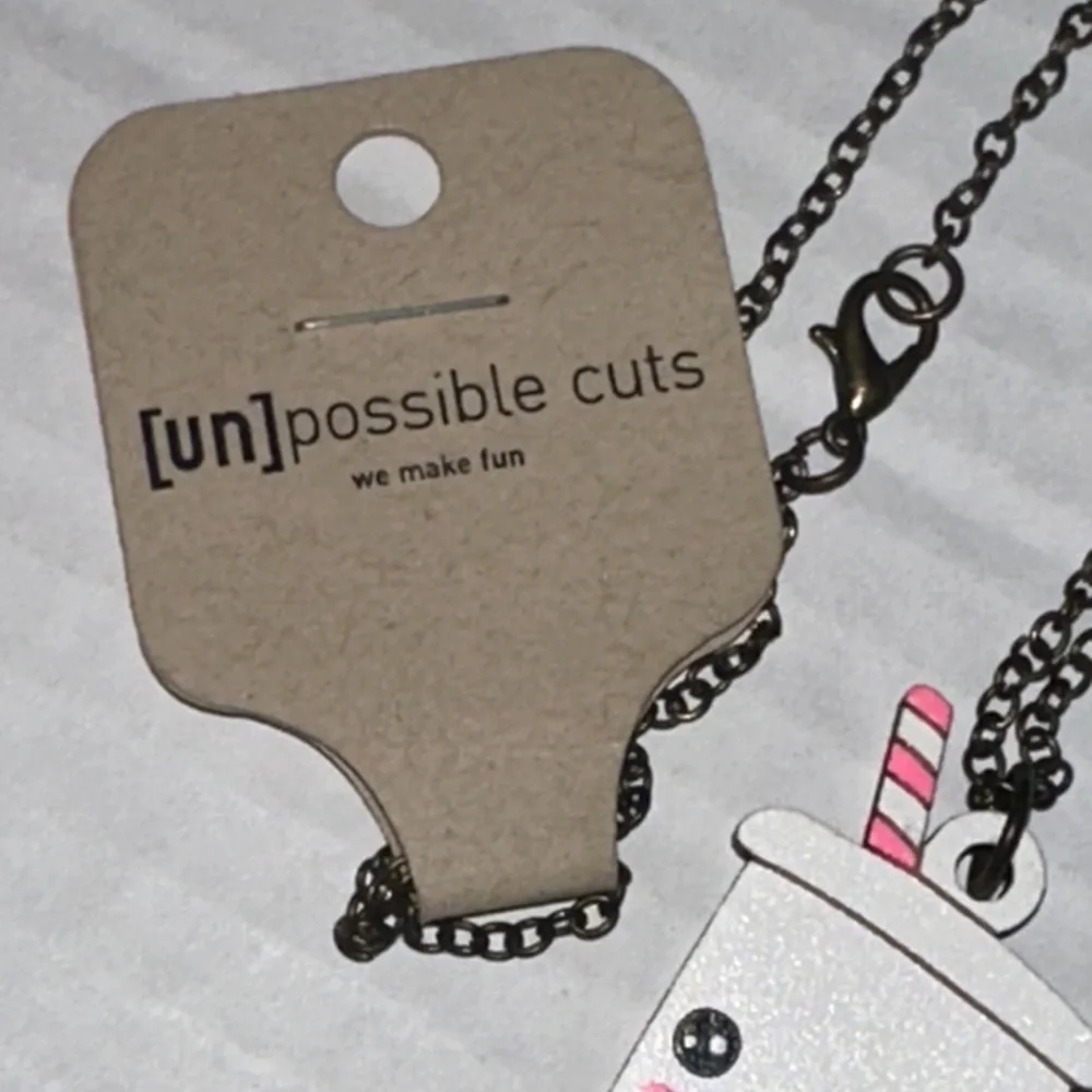 Boba Tea Necklace - White and Pink Hand cut wood